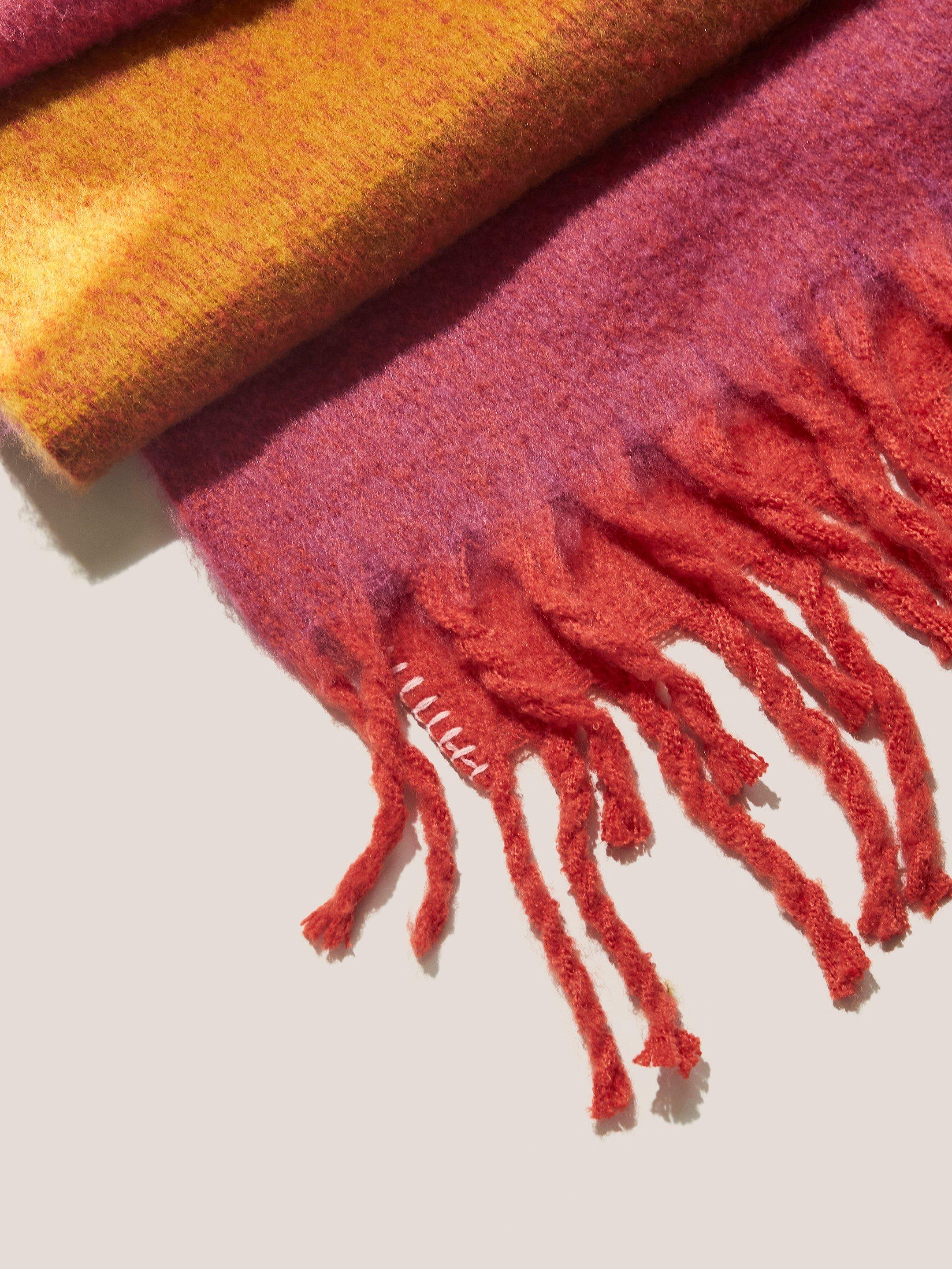 Suki Brushed Colourblock Scarf in RED MLT - FLAT FRONT