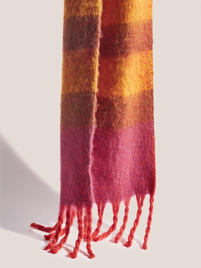 Suki Brushed Colourblock Scarf in RED MLT - MODEL DETAIL