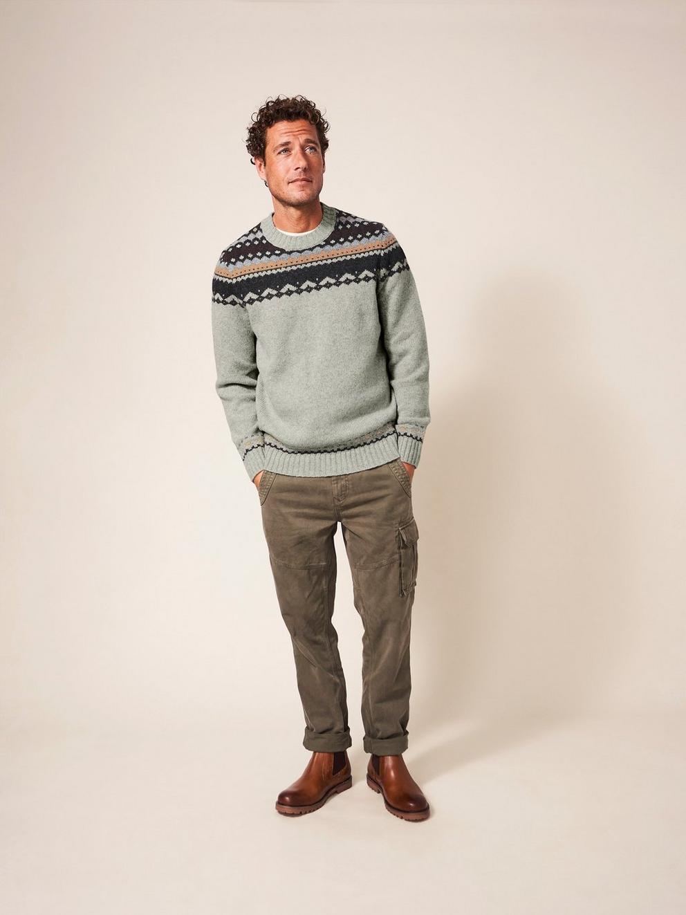 Arundel Fairisle Crew in NAT MLT - MODEL FRONT