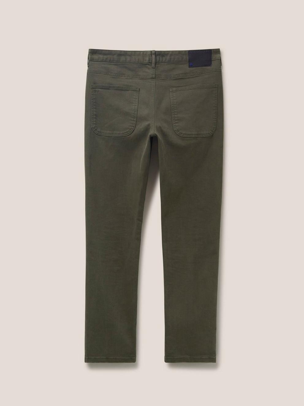 Kirby Twill 5 Pocket Trouser in KHAKI GRN - FLAT BACK