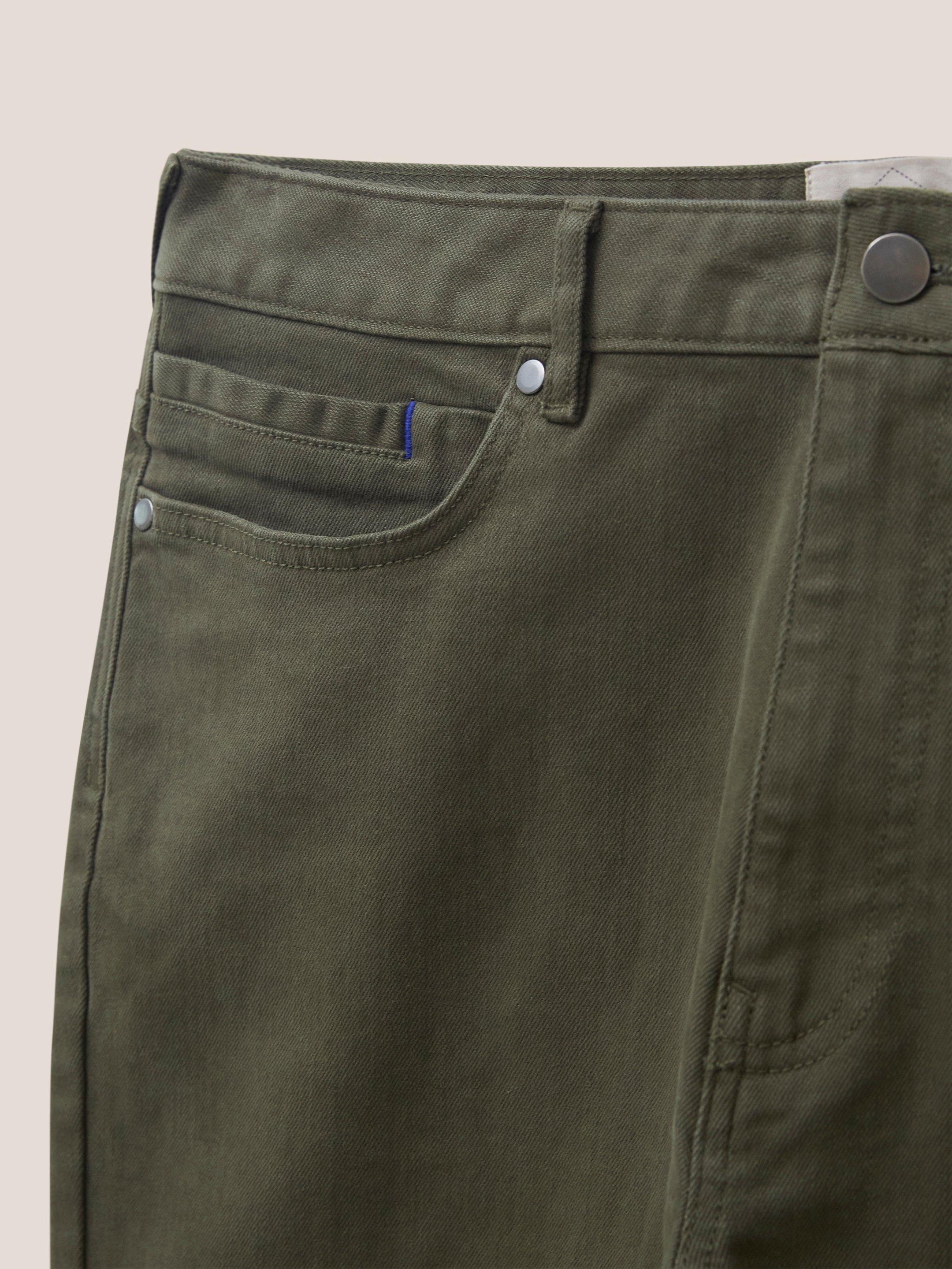Kirby Twill 5 Pocket Trouser in KHAKI GRN - FLAT DETAIL