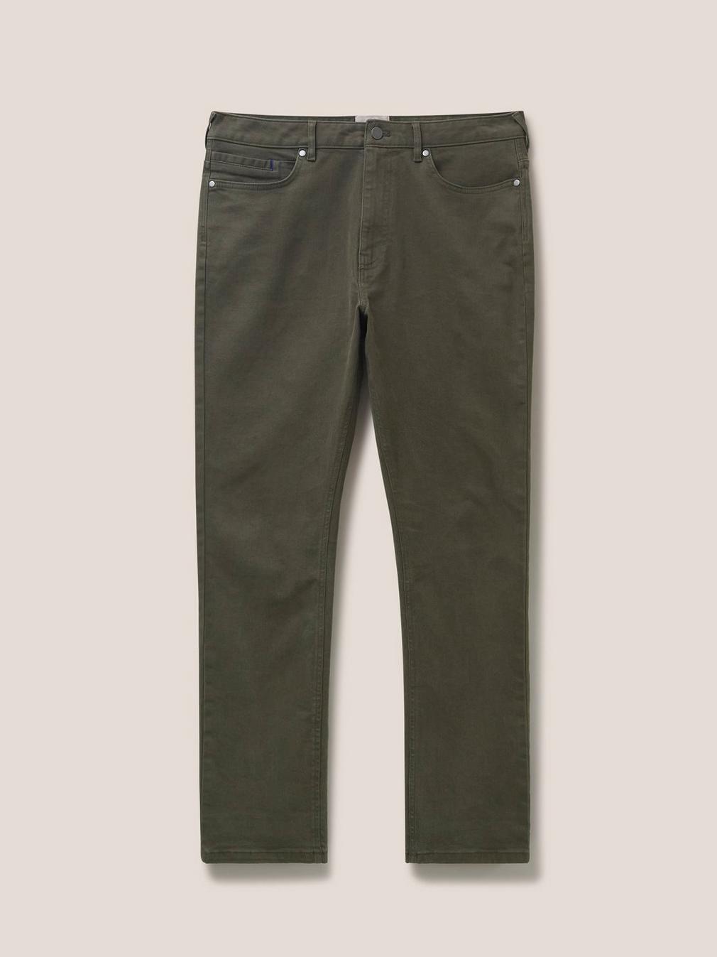 Kirby Twill 5 Pocket Trouser in KHAKI GRN - FLAT FRONT