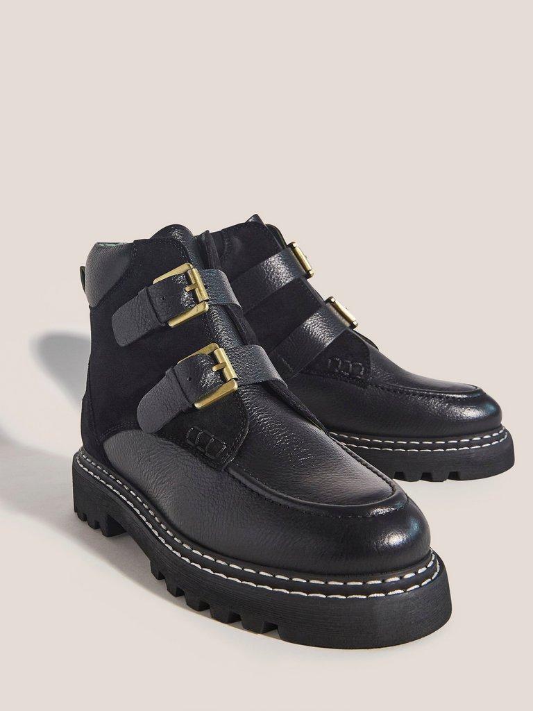 Amie Buckle Boot in BLK MLT - FLAT FRONT