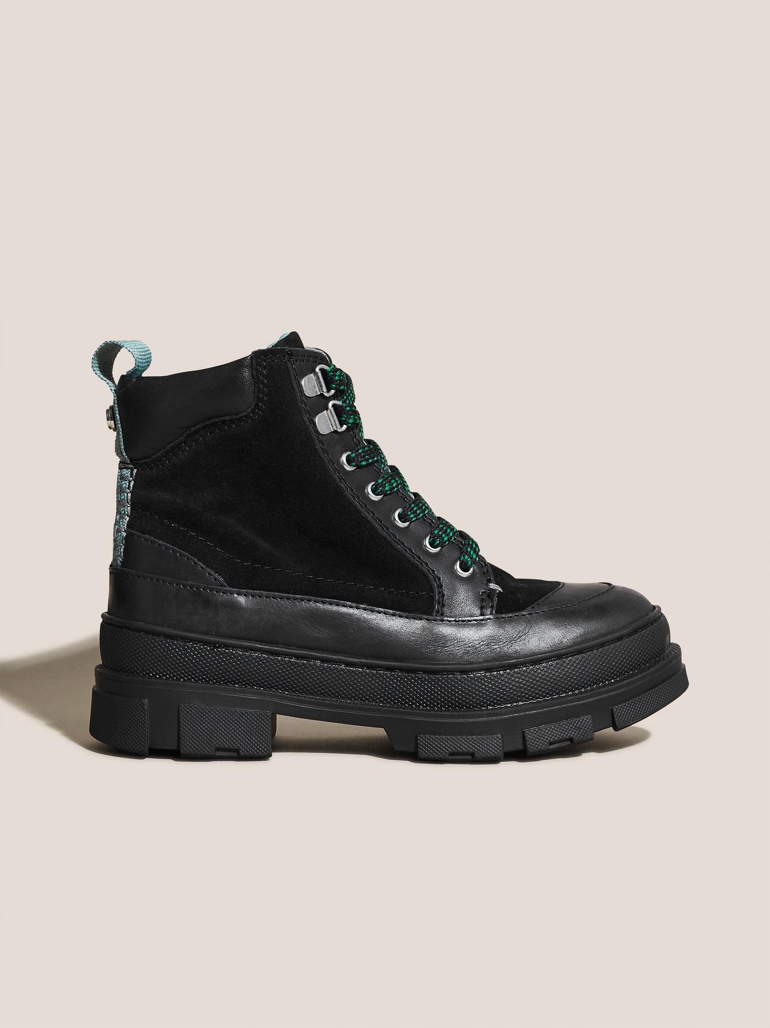 Aime Hiker Ankle Boot in PURE BLK - MODEL FRONT