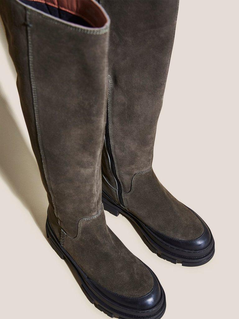 Georgie Sporty Knee High in KHAKI GRN - FLAT DETAIL