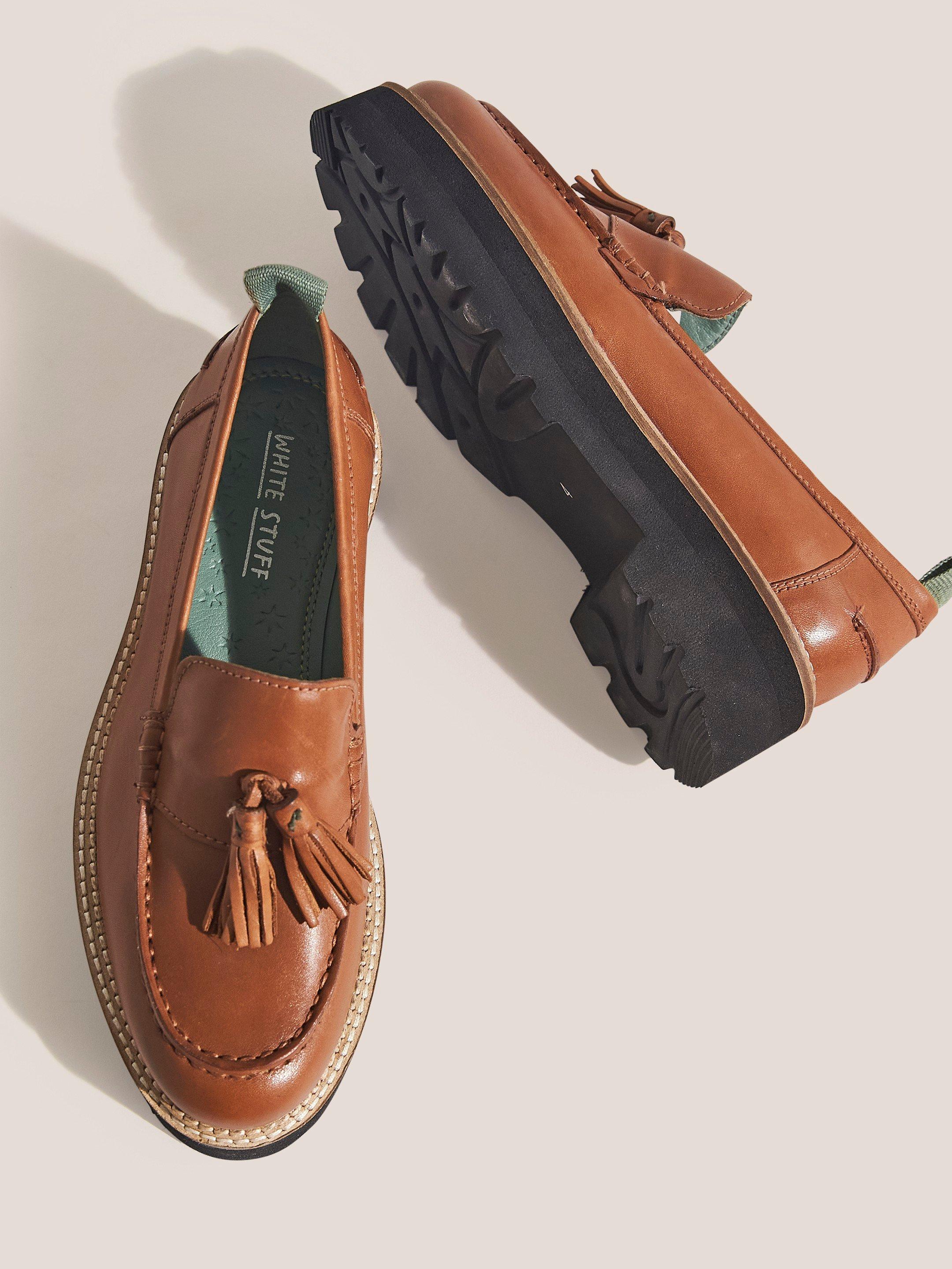 Chunky Leather Loafer in TAN MULTI - FLAT DETAIL