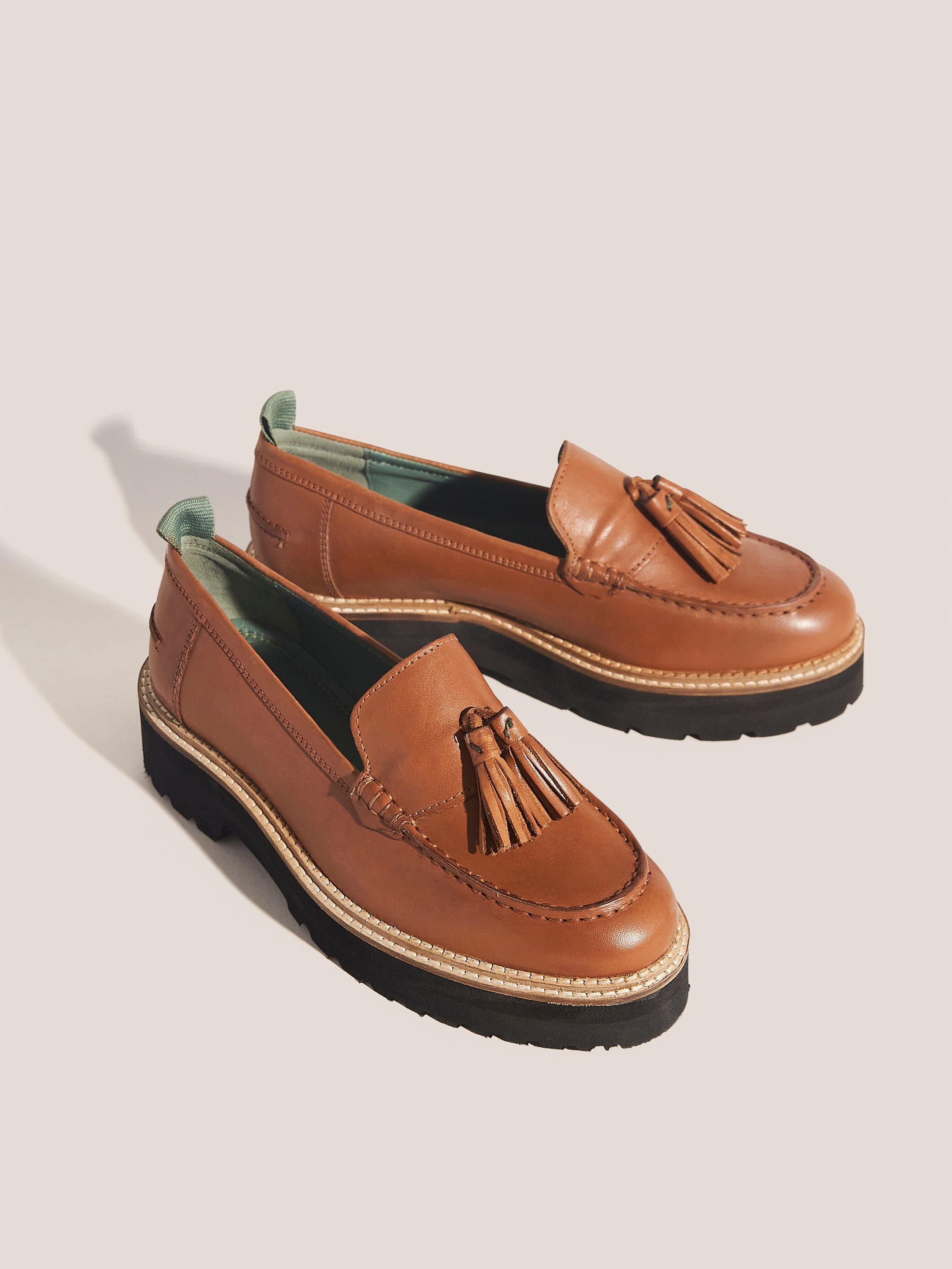 Chunky Leather Loafer in TAN MULTI - FLAT FRONT