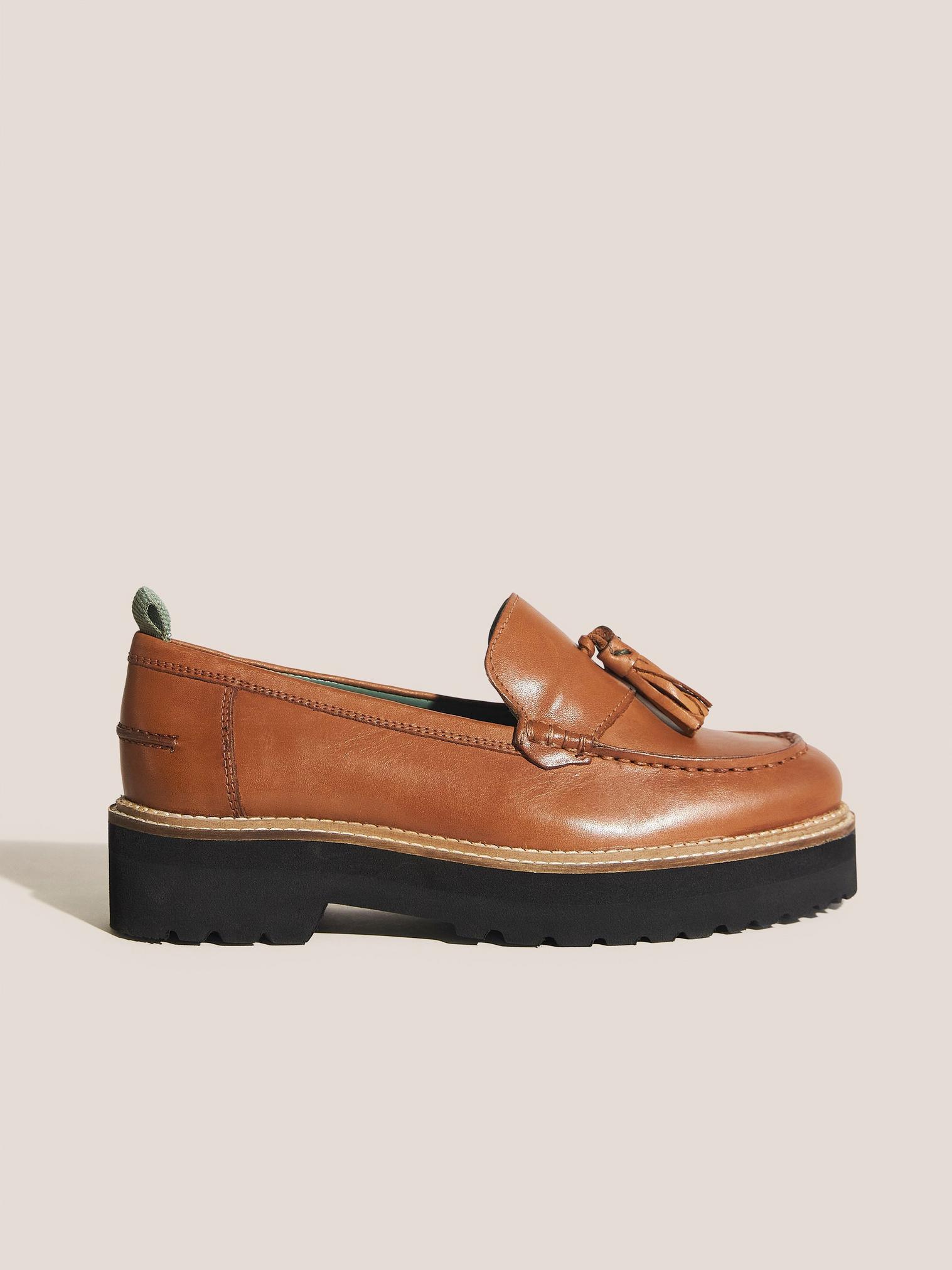 Chunky Leather Loafer in TAN MULTI - MODEL FRONT