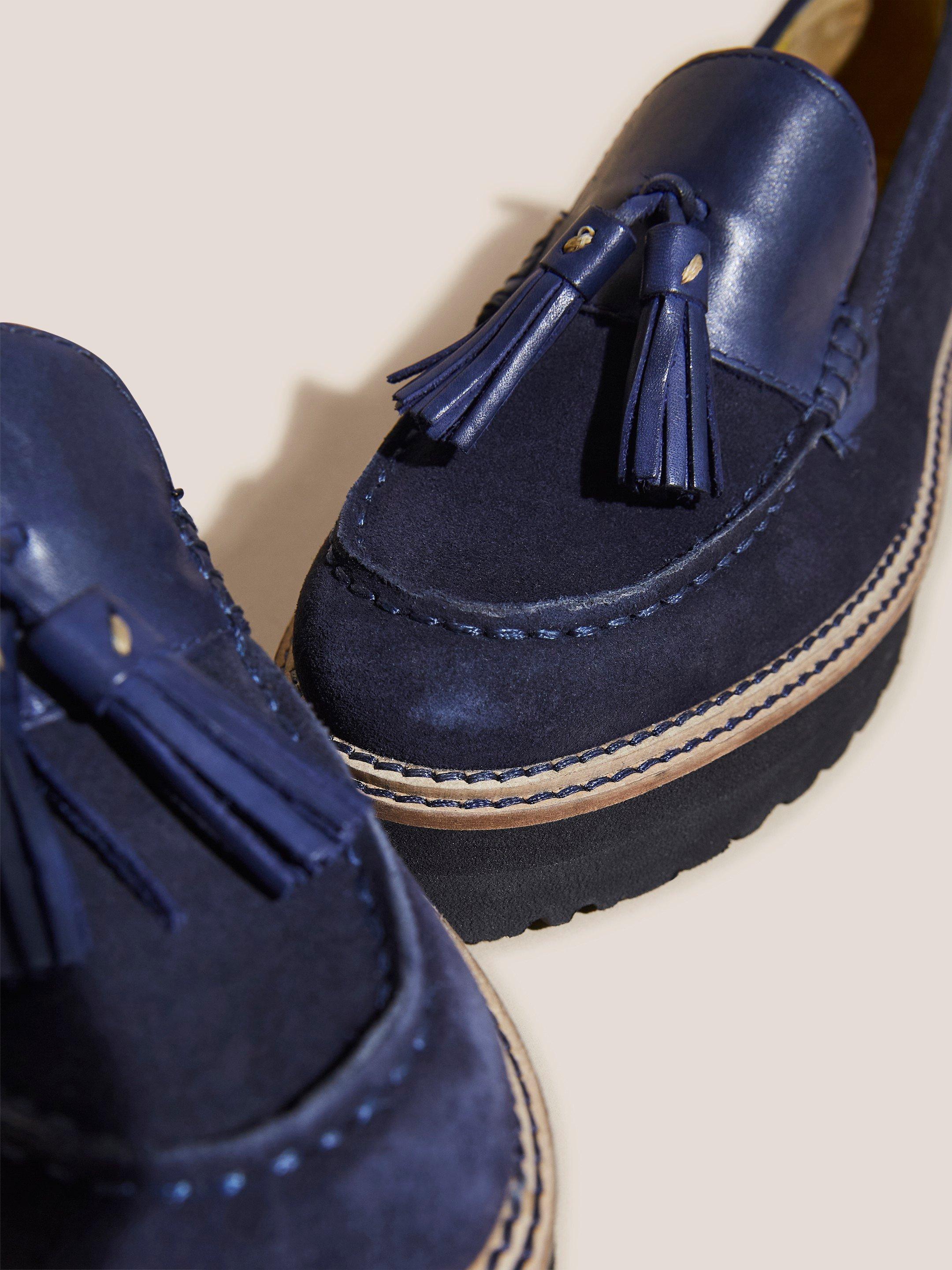 Chunky Suede Loafer in DARK NAVY - FLAT BACK