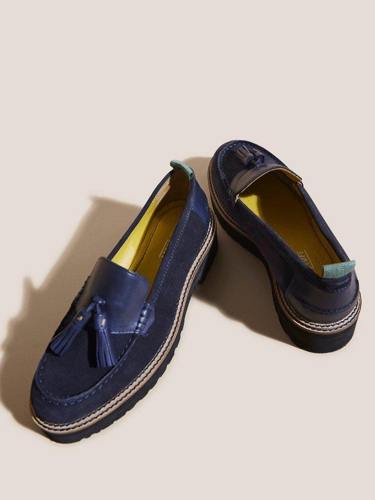 Chunky Suede Loafer in DARK NAVY - FLAT DETAIL