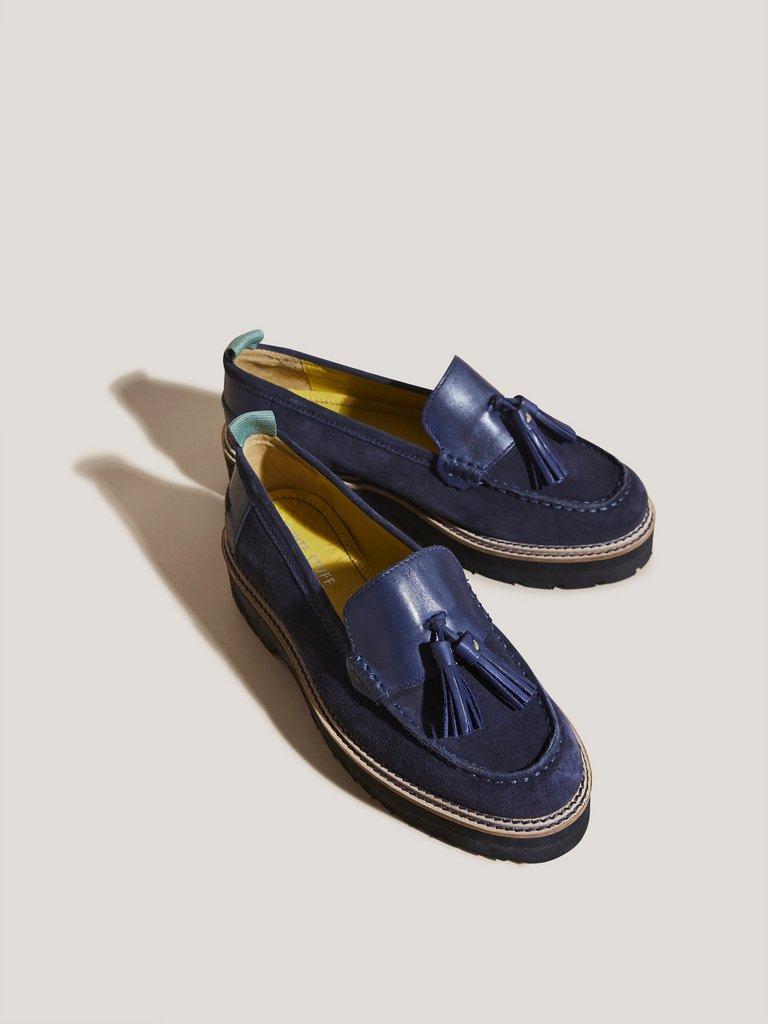 Chunky Suede Loafer in DARK NAVY - FLAT FRONT