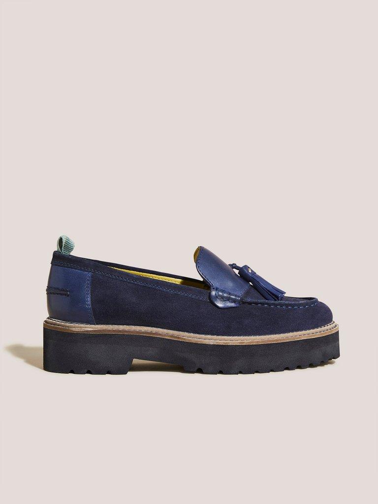 Chunky Suede Loafer in DARK NAVY - MODEL FRONT