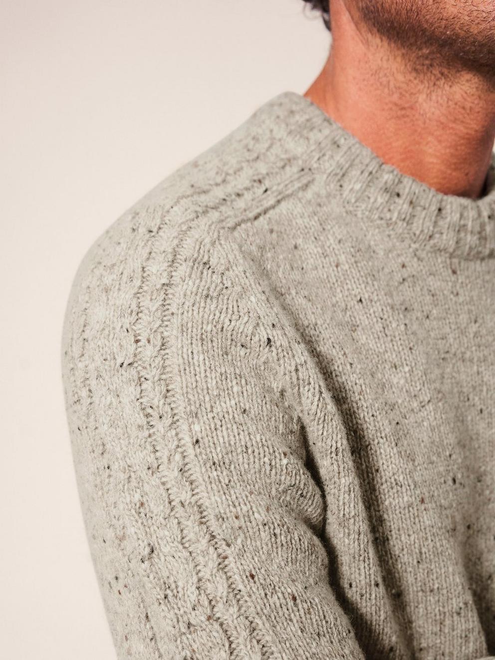 Arundel Crew Jumper in DK NAT - MODEL DETAIL