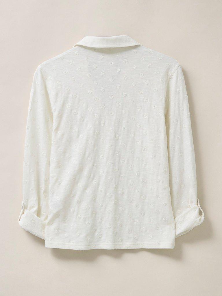 Annie Embroidered Long Sleeve Shirt in BRIL WHITE - FLAT BACK
