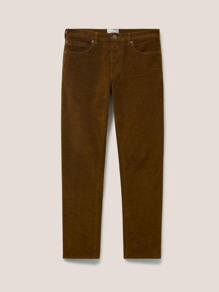 Crosby Cord Trouser in MID BROWN - FLAT FRONT