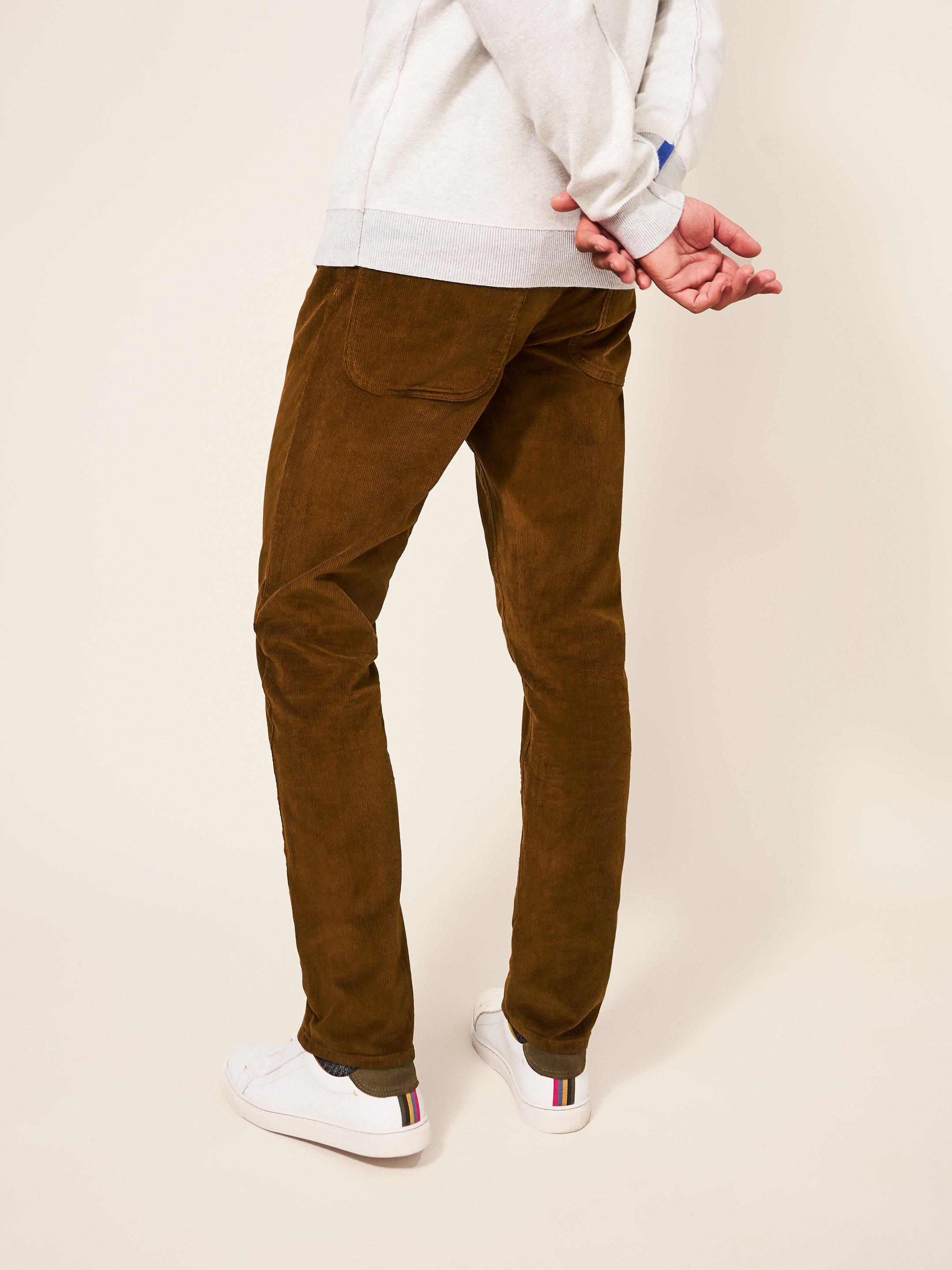 Crosby Cord Trouser in MID BROWN - MODEL BACK