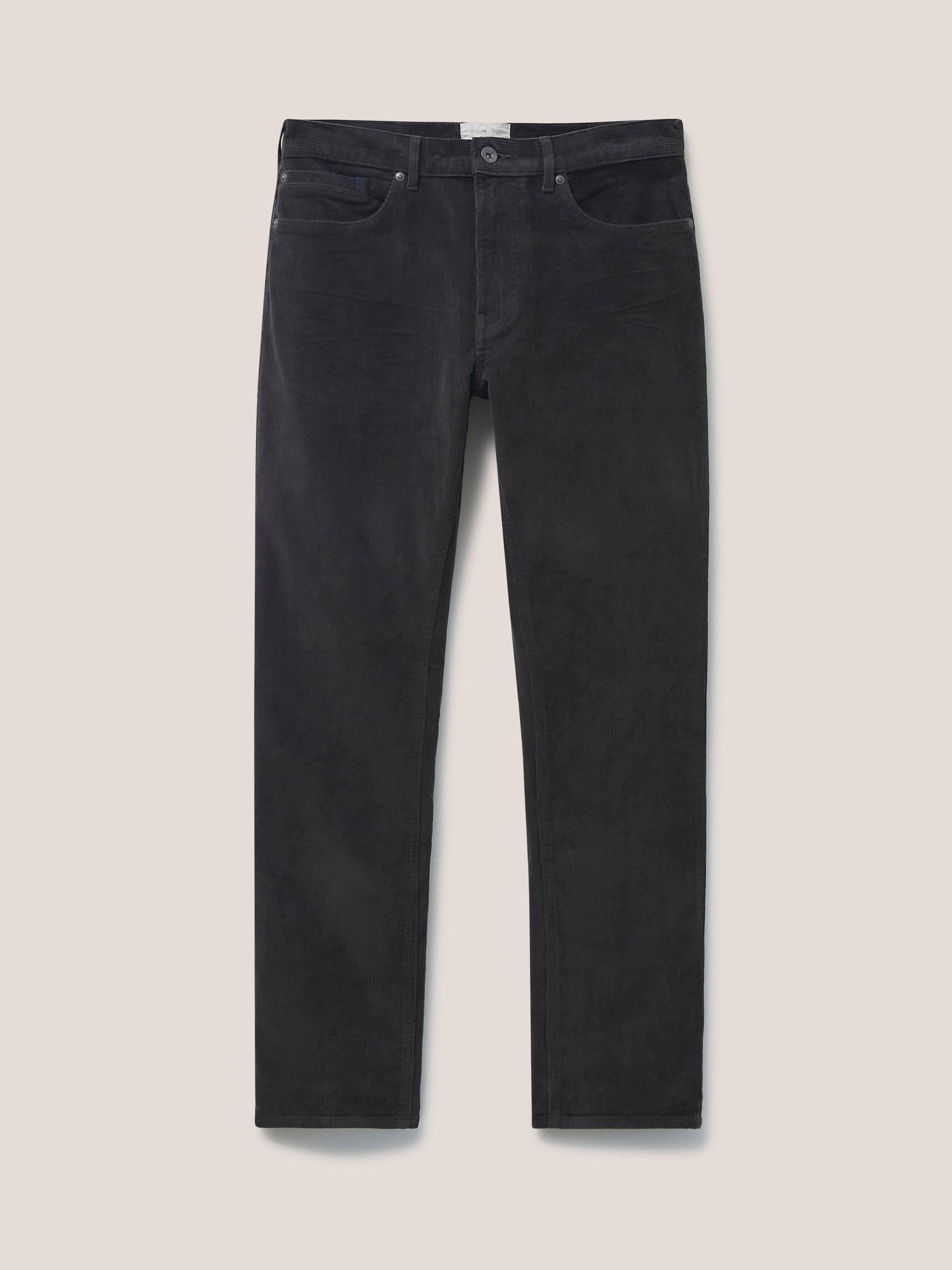 Crosby Cord Trouser in WASHED BLK - FLAT FRONT