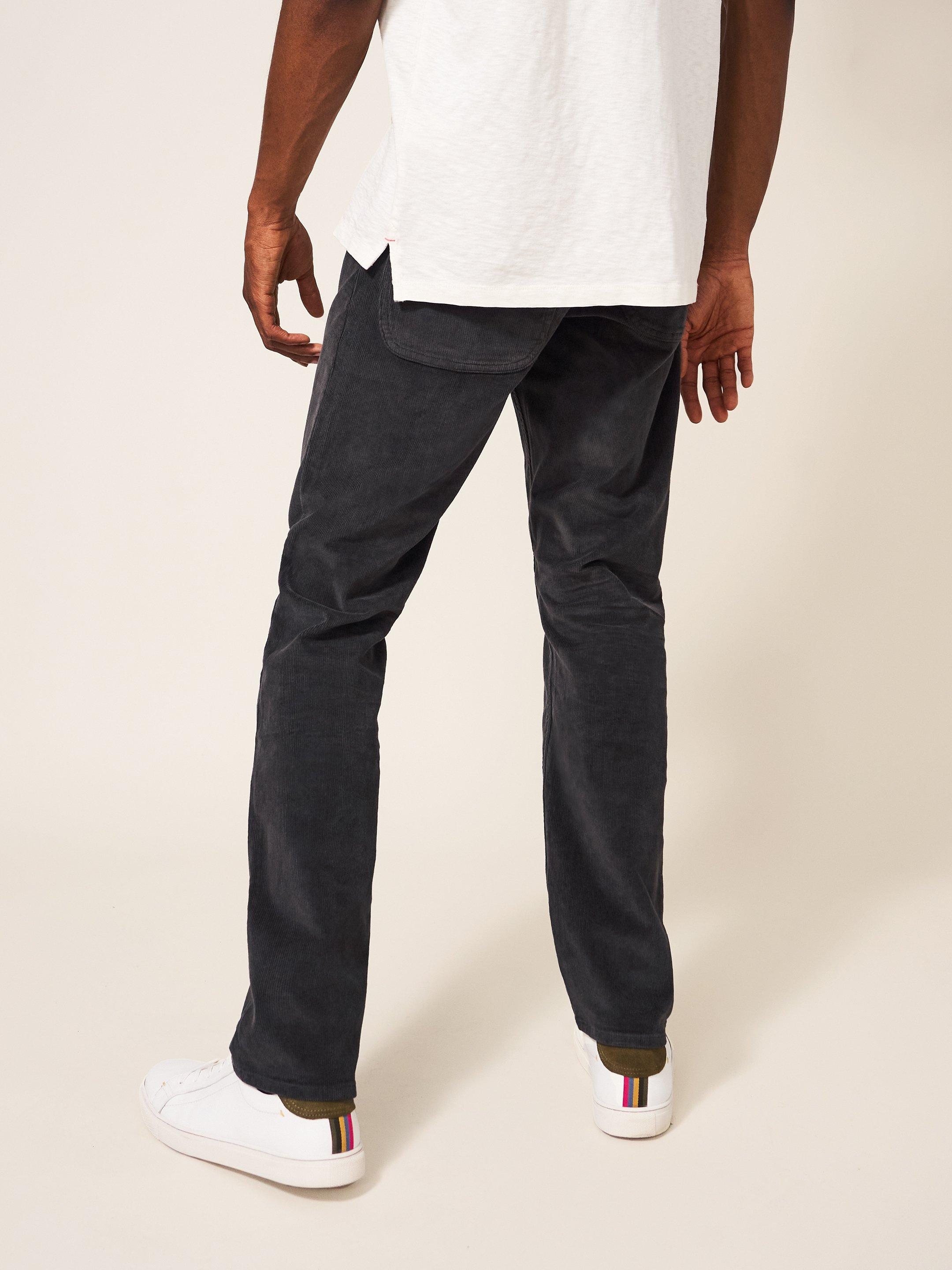 Crosby Cord Trouser in WASHED BLK - MODEL BACK