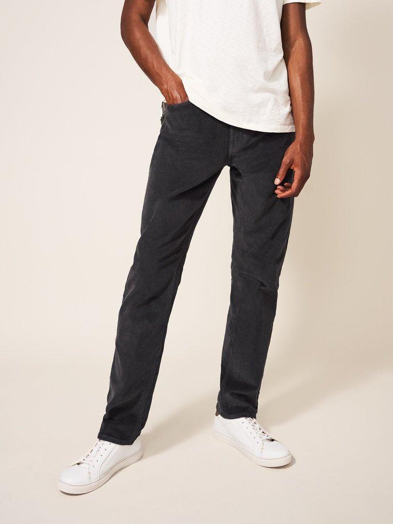 Crosby Cord Trouser in WASHED BLK - MODEL FRONT
