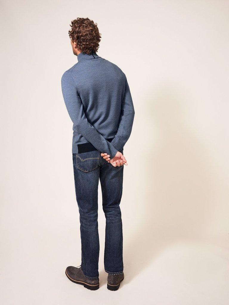 Newport Merino Funnel in CHAMB BLUE - MODEL BACK