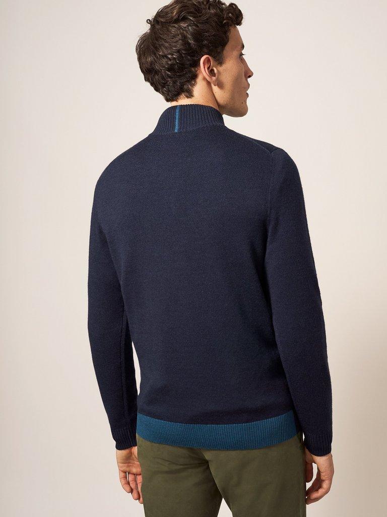 Newport Merino Funnel in DARK NAVY - MODEL BACK