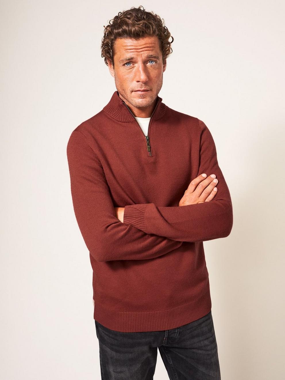 Newport Merino Funnel in DEEP RED - LIFESTYLE