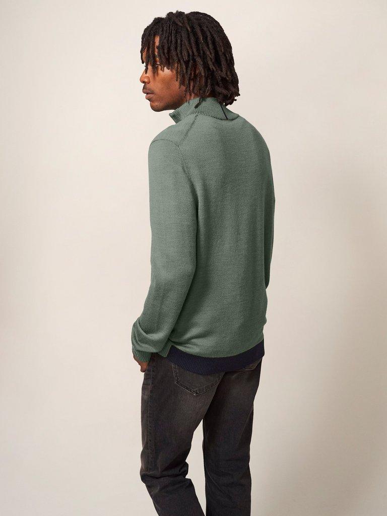Newport Merino Funnel in DUS GREEN - MODEL BACK