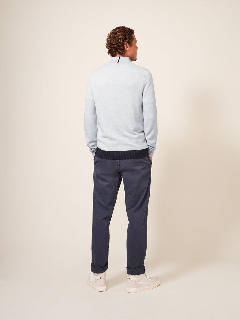 Newport Merino Funnel in LGT GREY - MODEL BACK