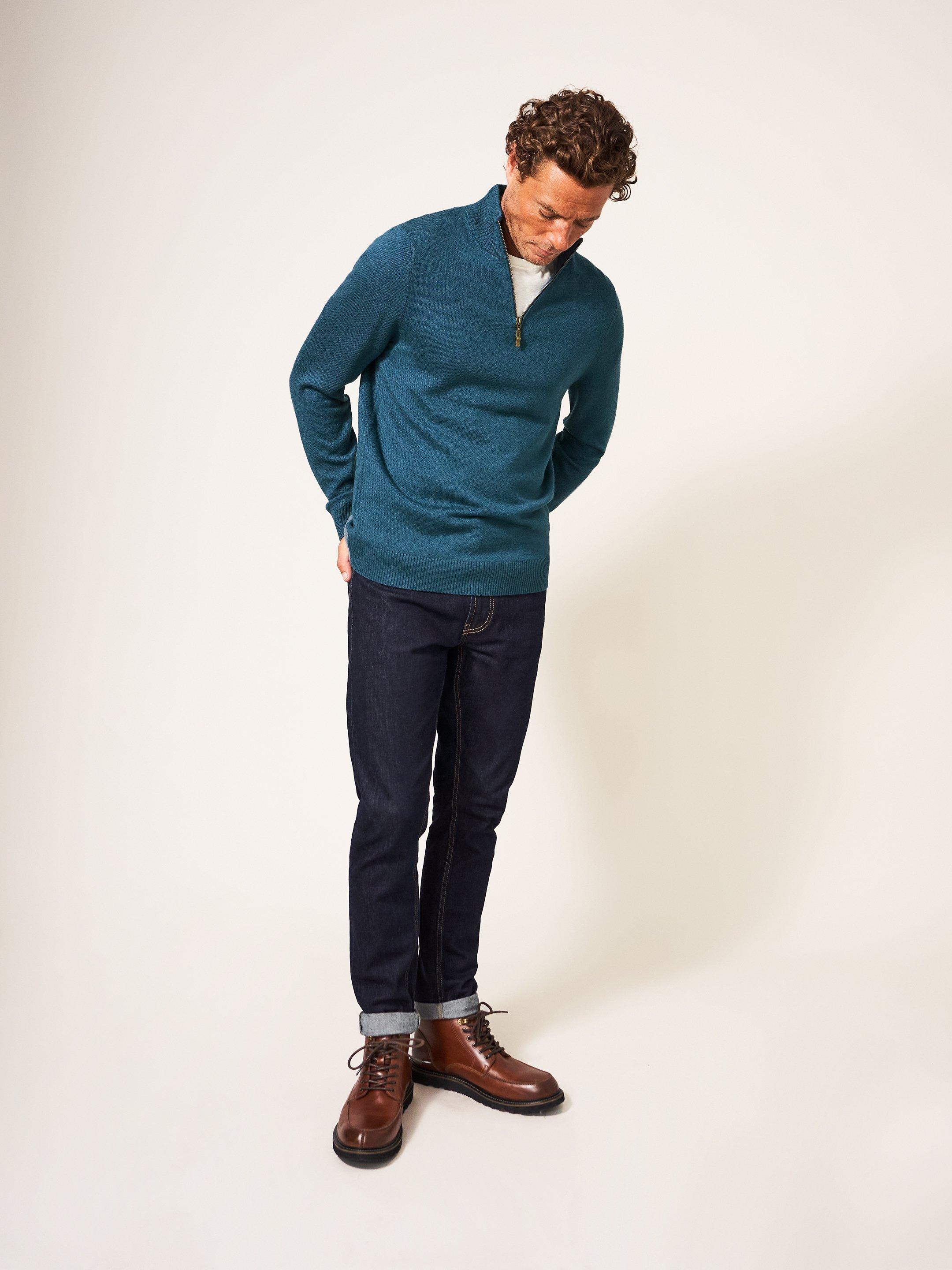 Newport Merino Funnel in MID TEAL - LIFESTYLE