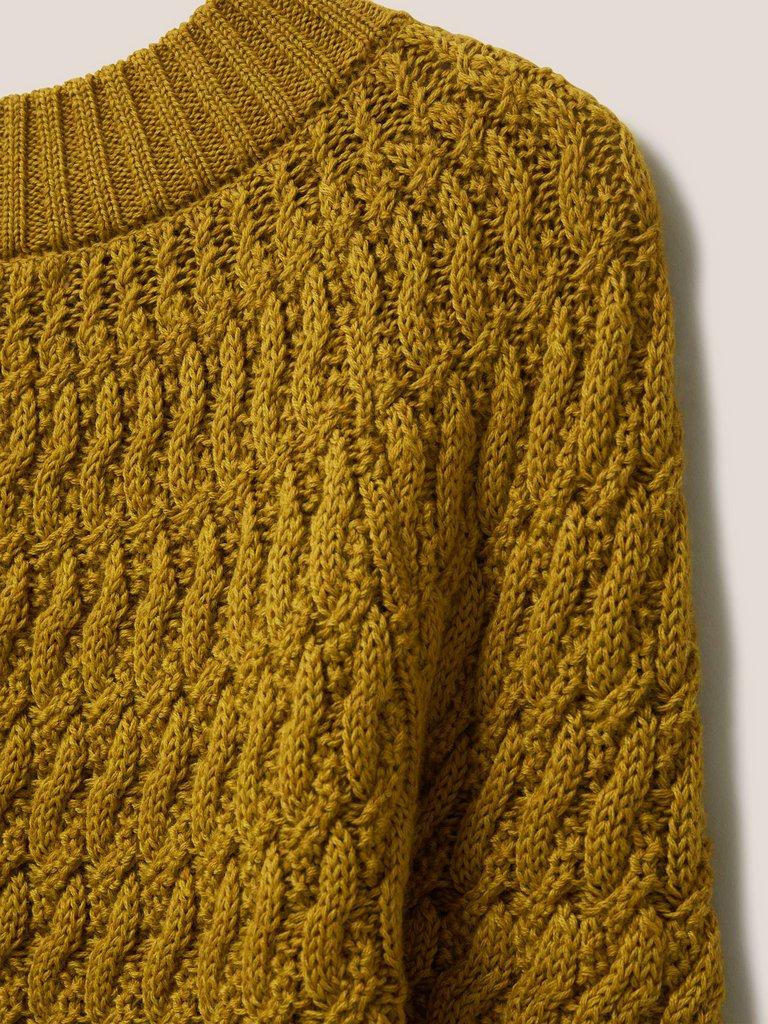 Oak Cable Jumper in DP YELLOW - FLAT DETAIL