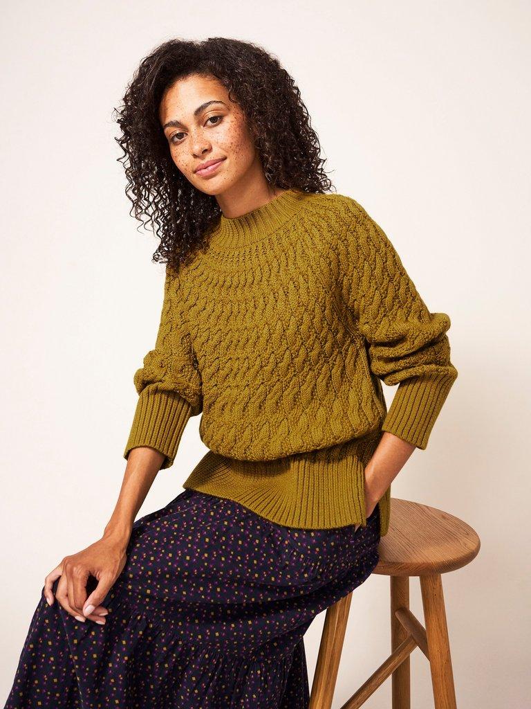 Oak Cable Jumper in DP YELLOW - LIFESTYLE