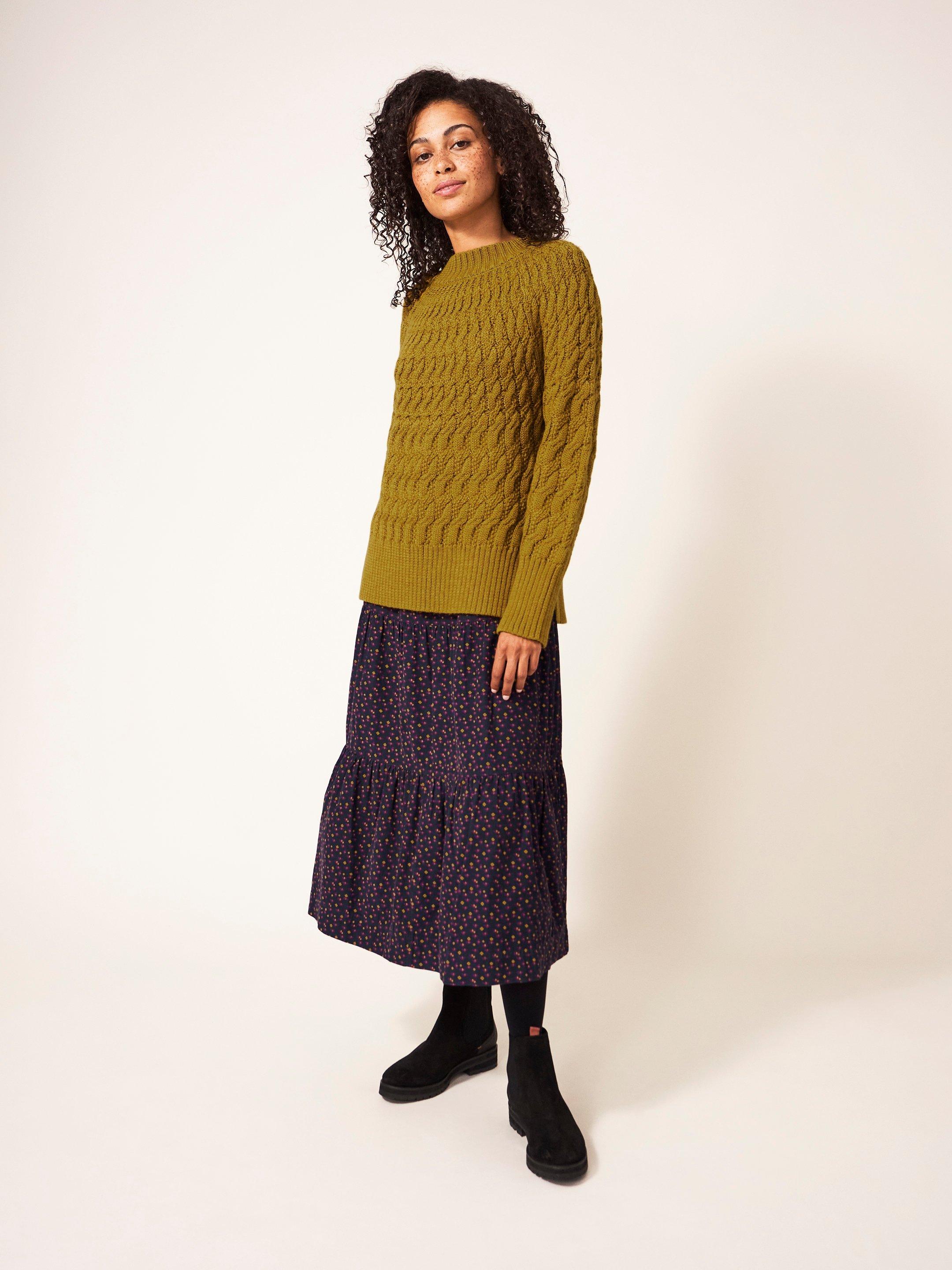 Oak Cable Jumper in DP YELLOW - MODEL FRONT