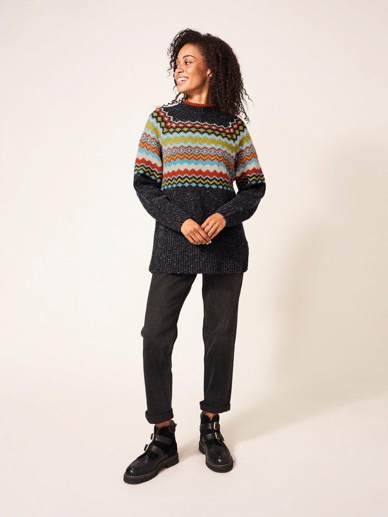 Frosty Fjord Jumper in GREY MLT - MODEL FRONT