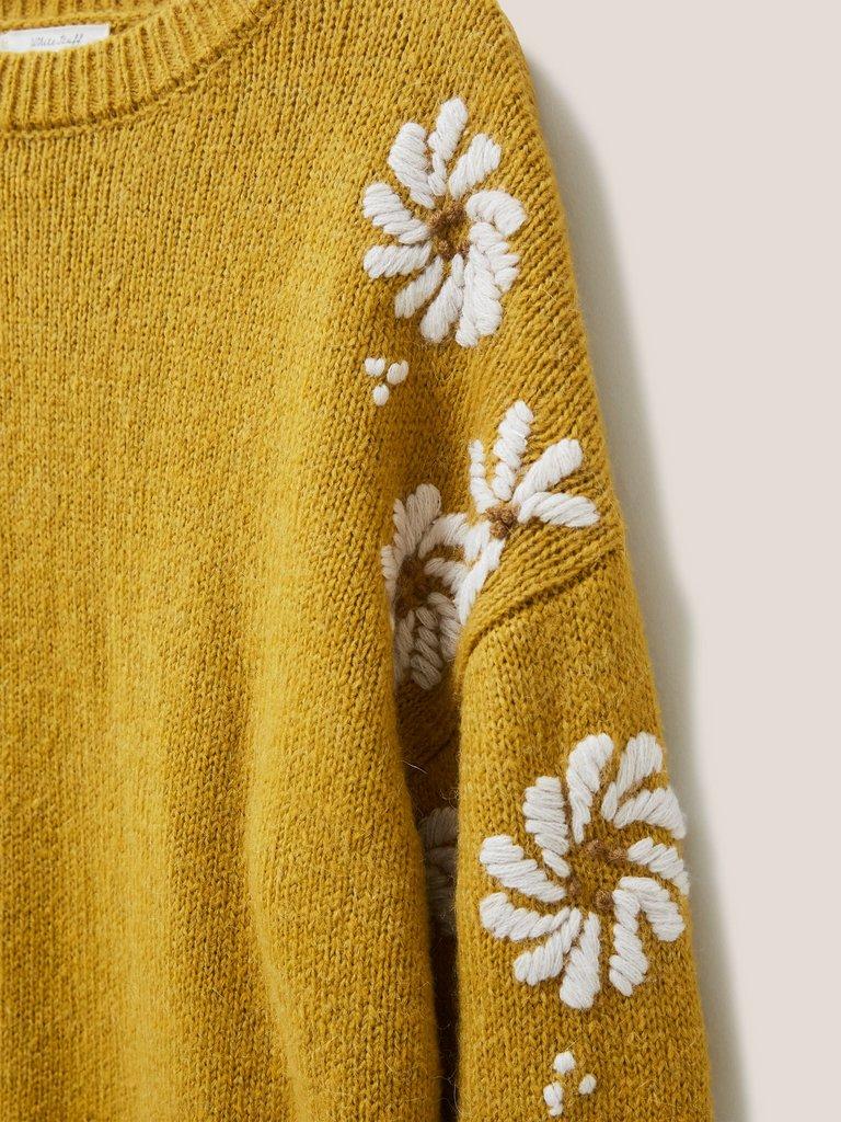 Carousel Embroidered Jumper in DP YELLOW - FLAT DETAIL