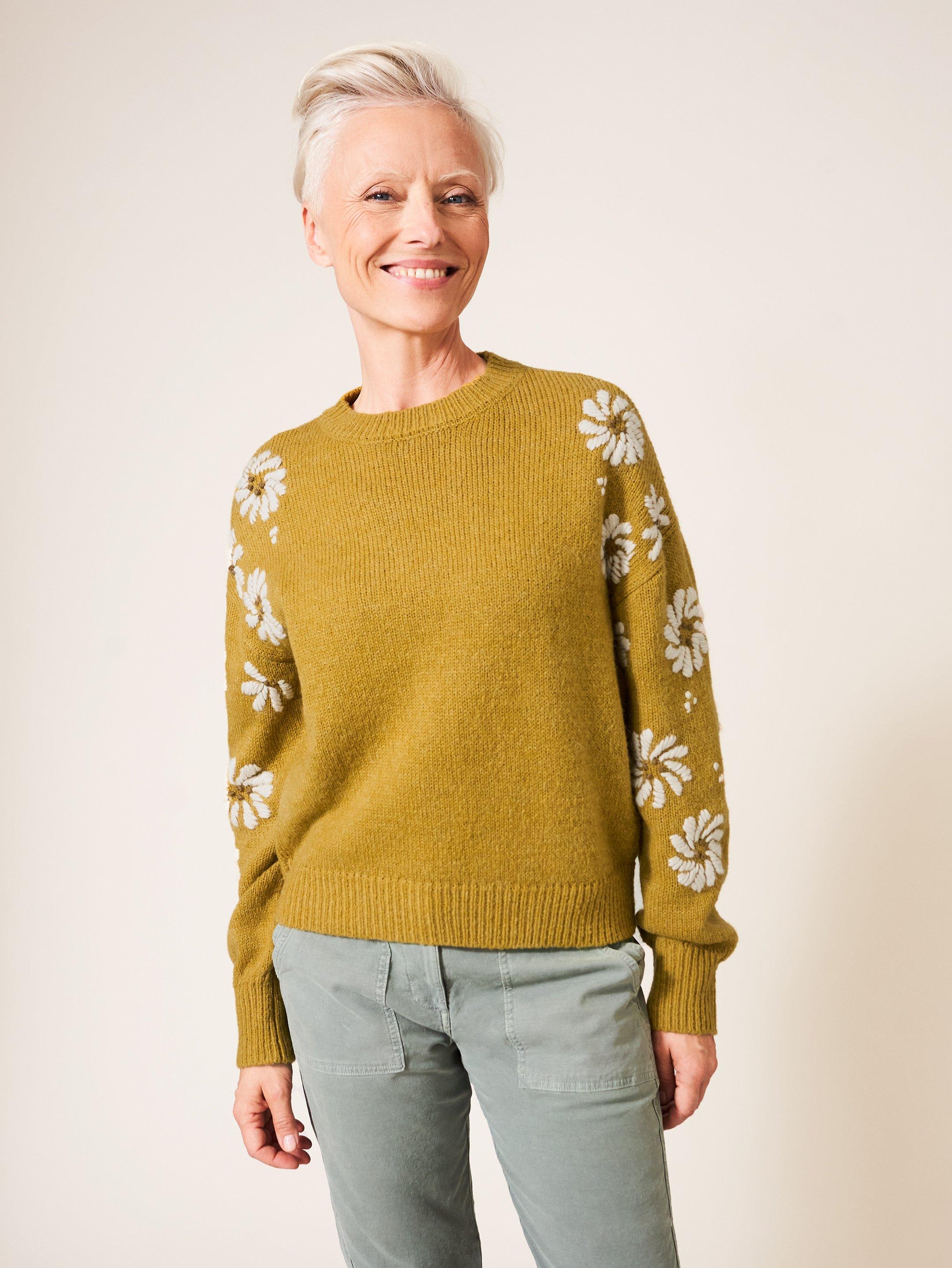 Carousel Embroidered Jumper in DP YELLOW - LIFESTYLE