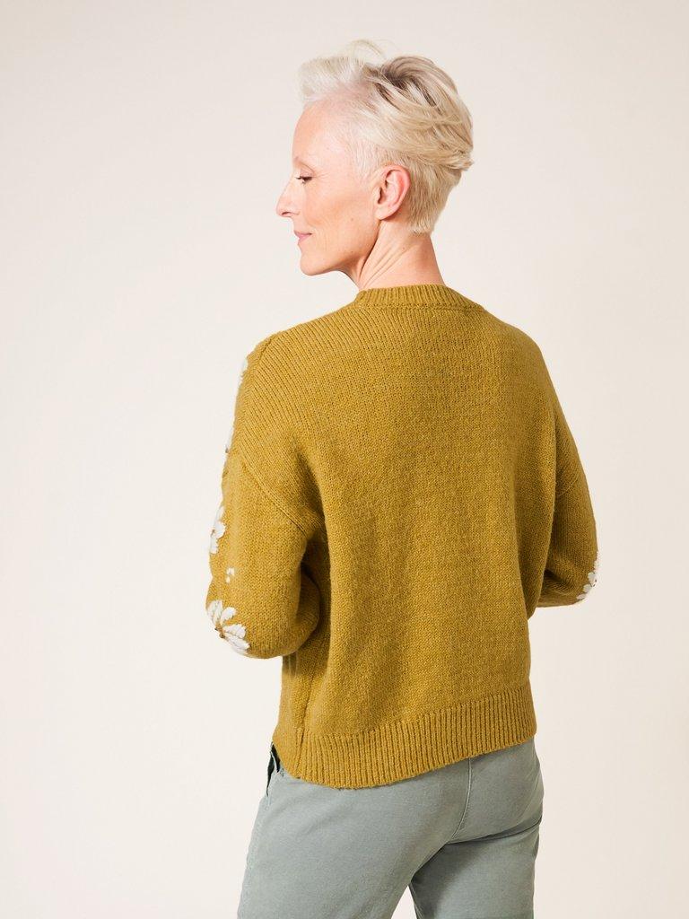 Carousel Embroidered Jumper in DP YELLOW - MODEL BACK