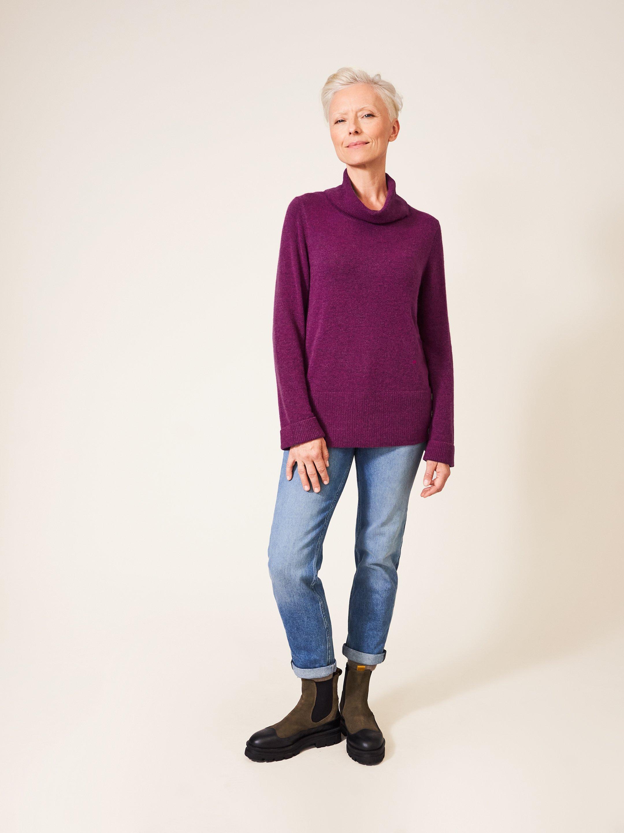West Beach Jumper in DEEP PINK - MODEL FRONT