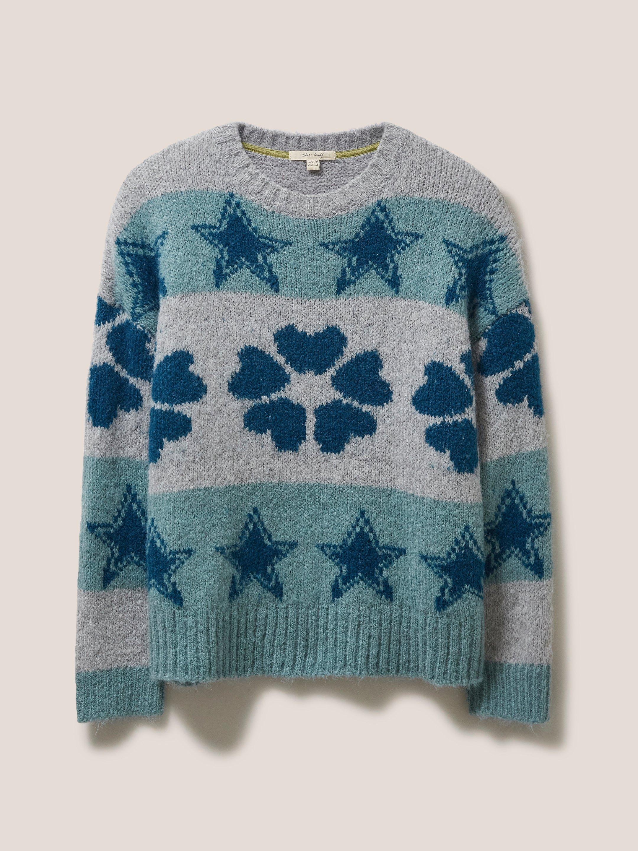 Star And Flower Jumper in TEAL MLT - FLAT FRONT