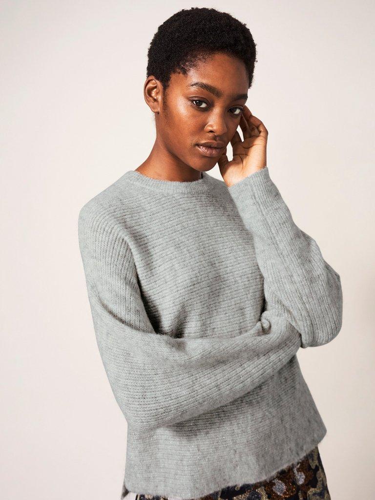 Lofty Sparkle Jumper in GREY MARL - MODEL DETAIL