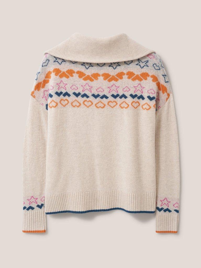 Nordic Heart Half Zip in NAT MLT - FLAT BACK