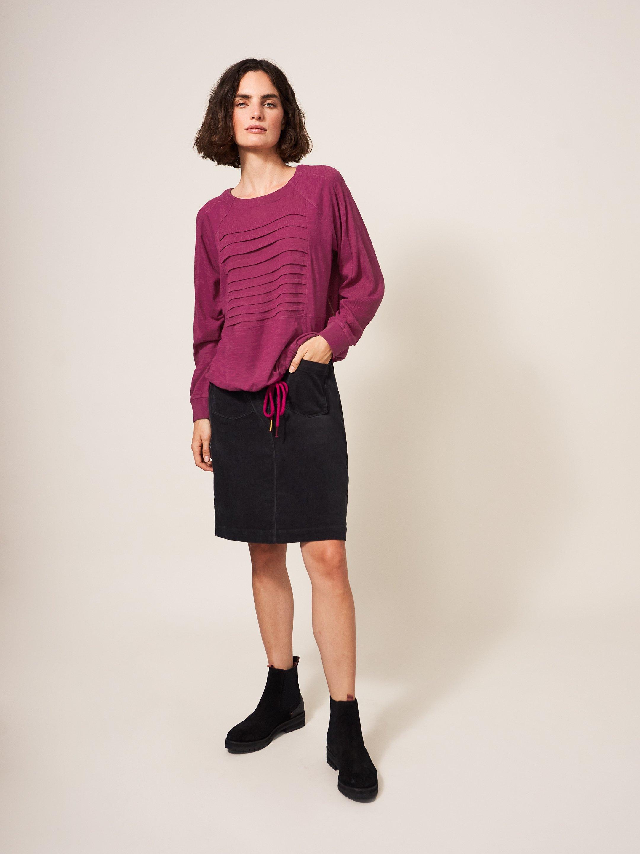 Inca Jersey Mix Top in DEEP PINK - LIFESTYLE