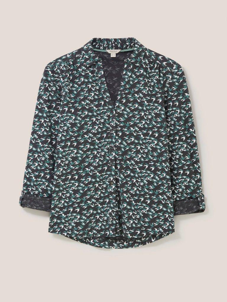 Annie Patterned Jersey Shirt in BLK MLT - FLAT FRONT