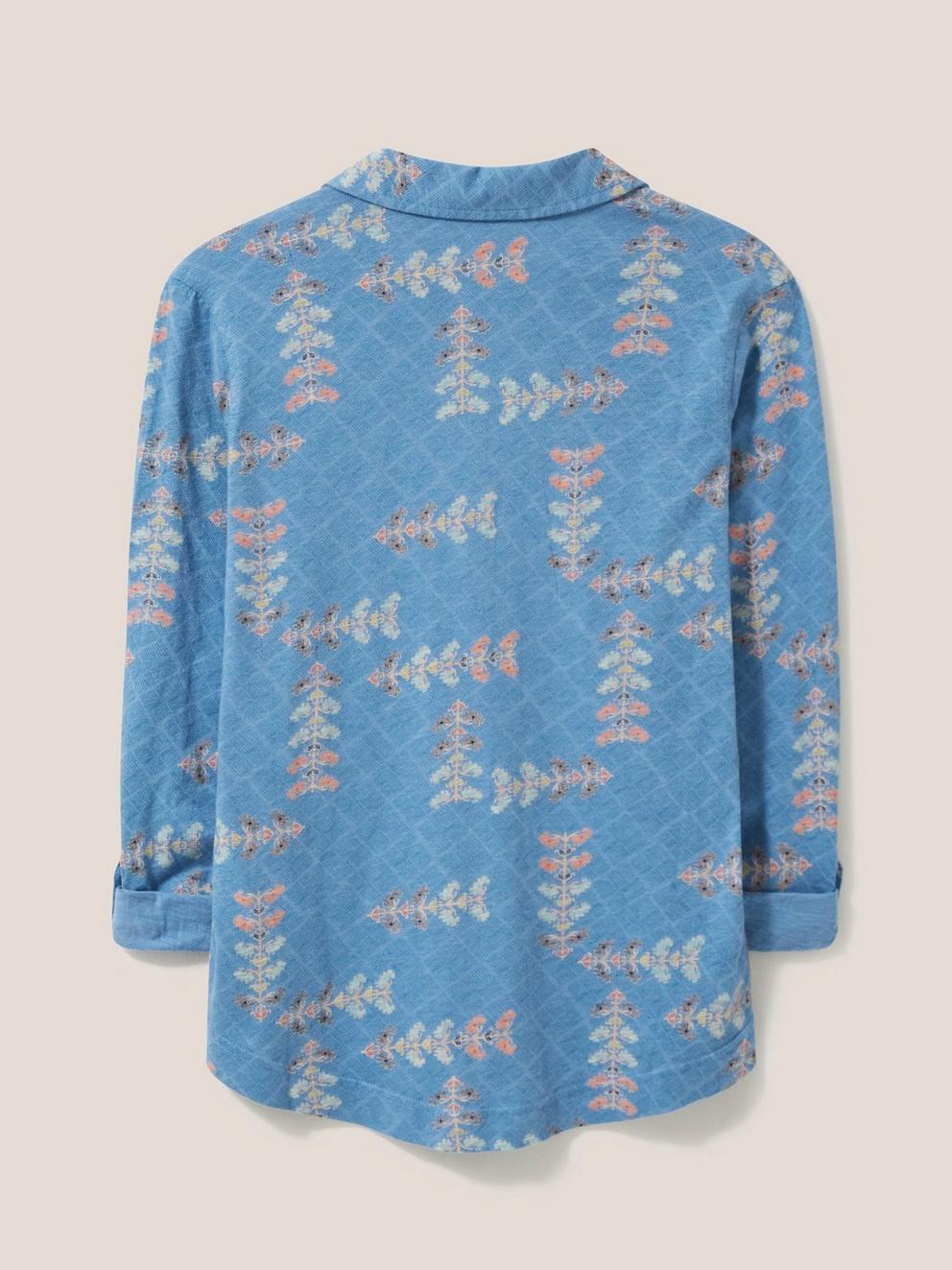 Annie Patterned Jersey Shirt in BLUE MLT - FLAT BACK