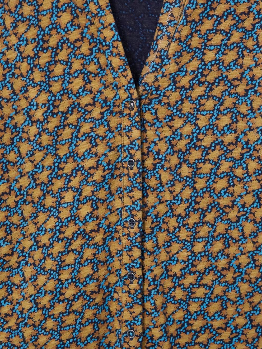 Annie Patterned Jersey Shirt in CHART MLT - FLAT DETAIL