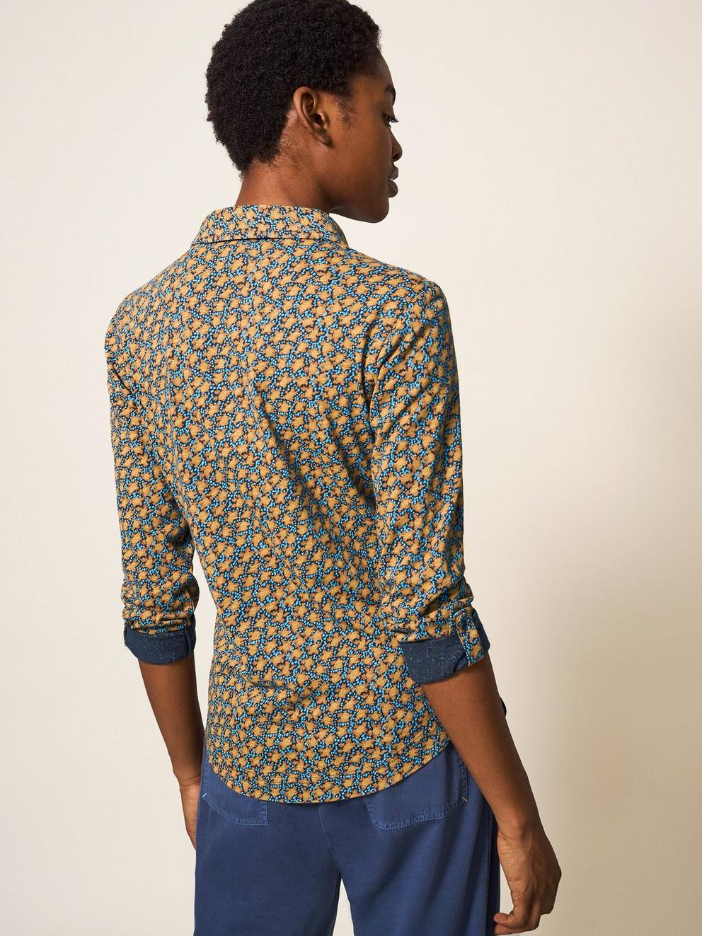 Annie Patterned Jersey Shirt in CHART MLT - MODEL BACK