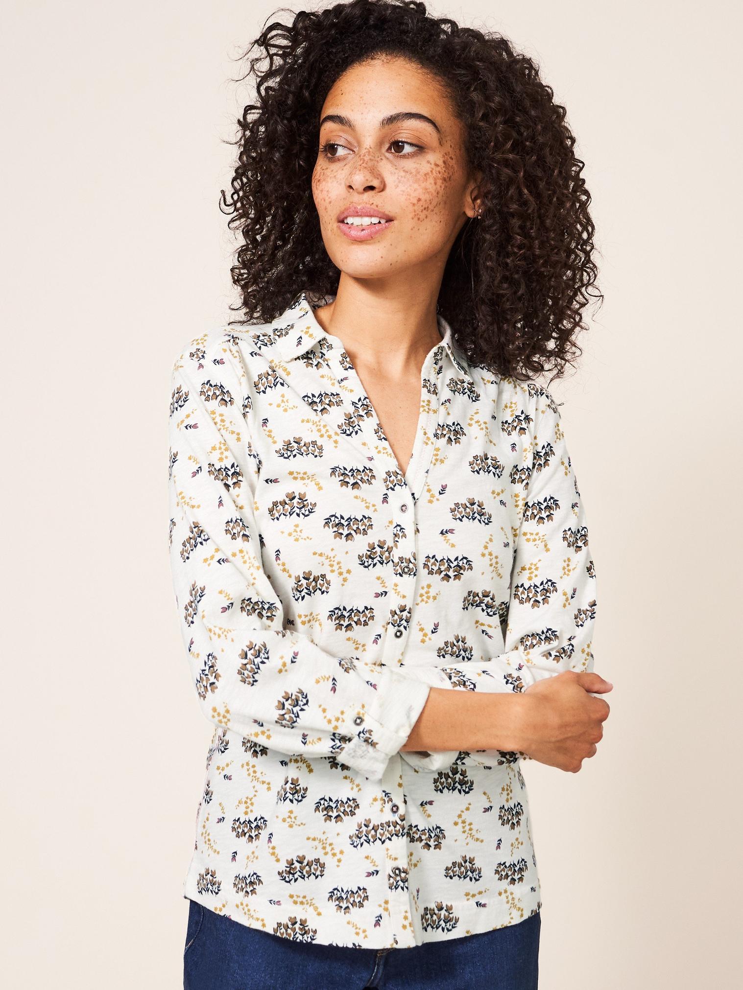 Annie Patterned Jersey Shirt in NAT MLT - LIFESTYLE
