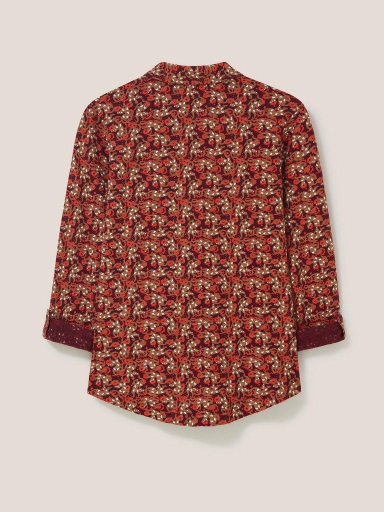 Annie Patterned Jersey Shirt in PLUM MLT - FLAT BACK