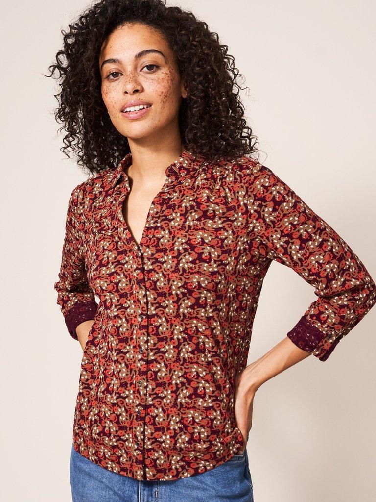 Annie Patterned Jersey Shirt in PLUM MULTI | White Stuff