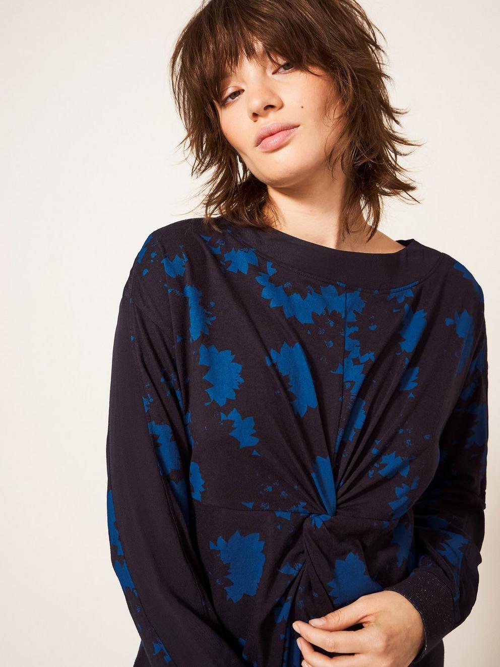 Holly Jersey Tunic in GREY MLT - MODEL DETAIL