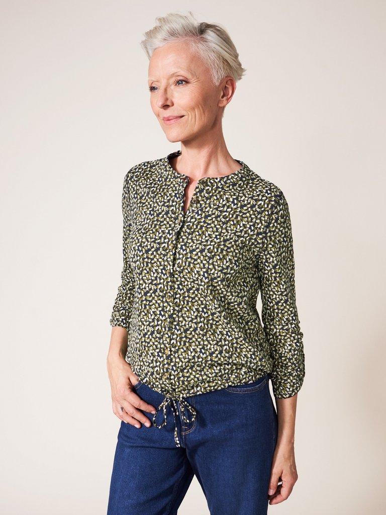 Tia Tie Hem Shirt in GREEN MLT - LIFESTYLE
